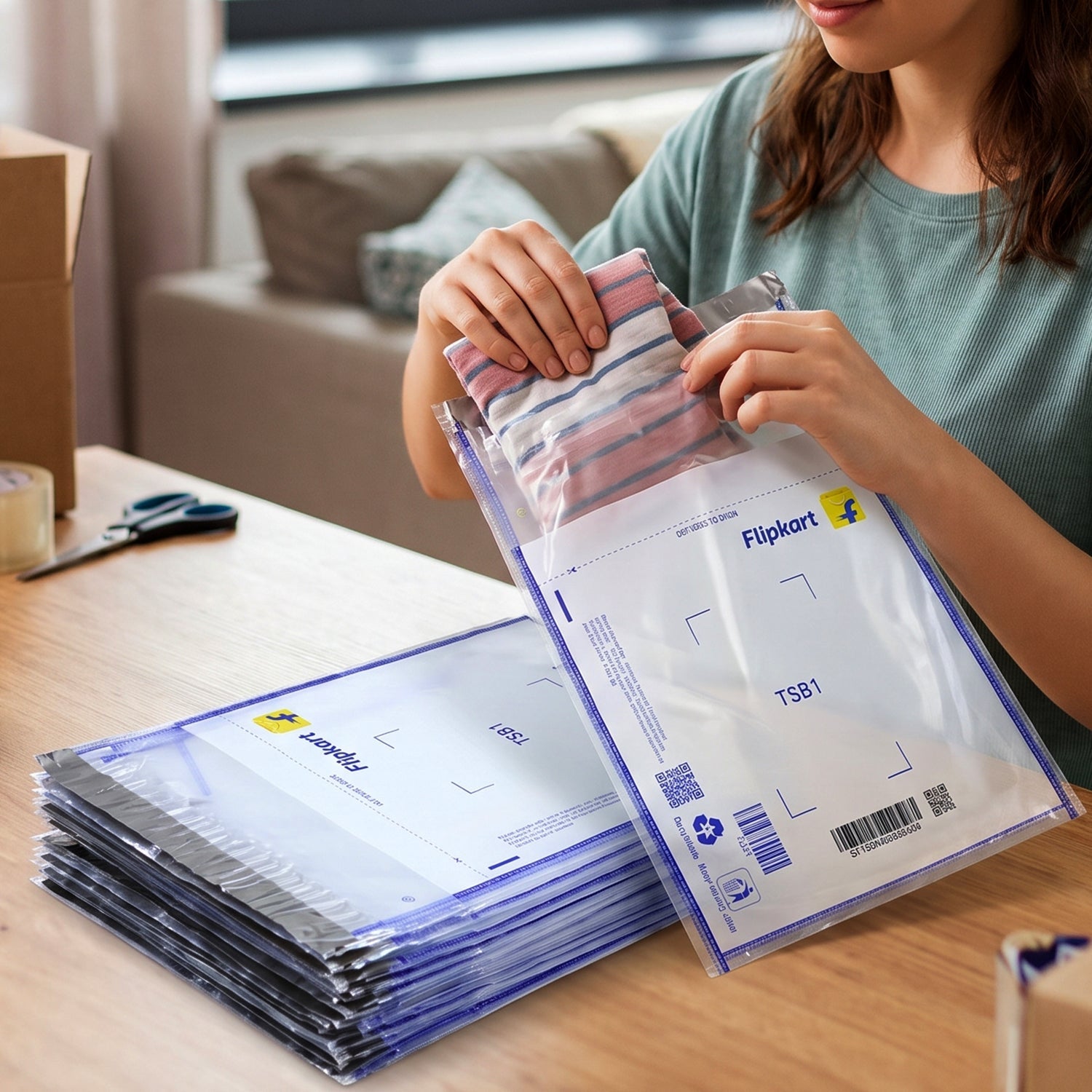 Pack of 100 shipping bags with self adhesive seal