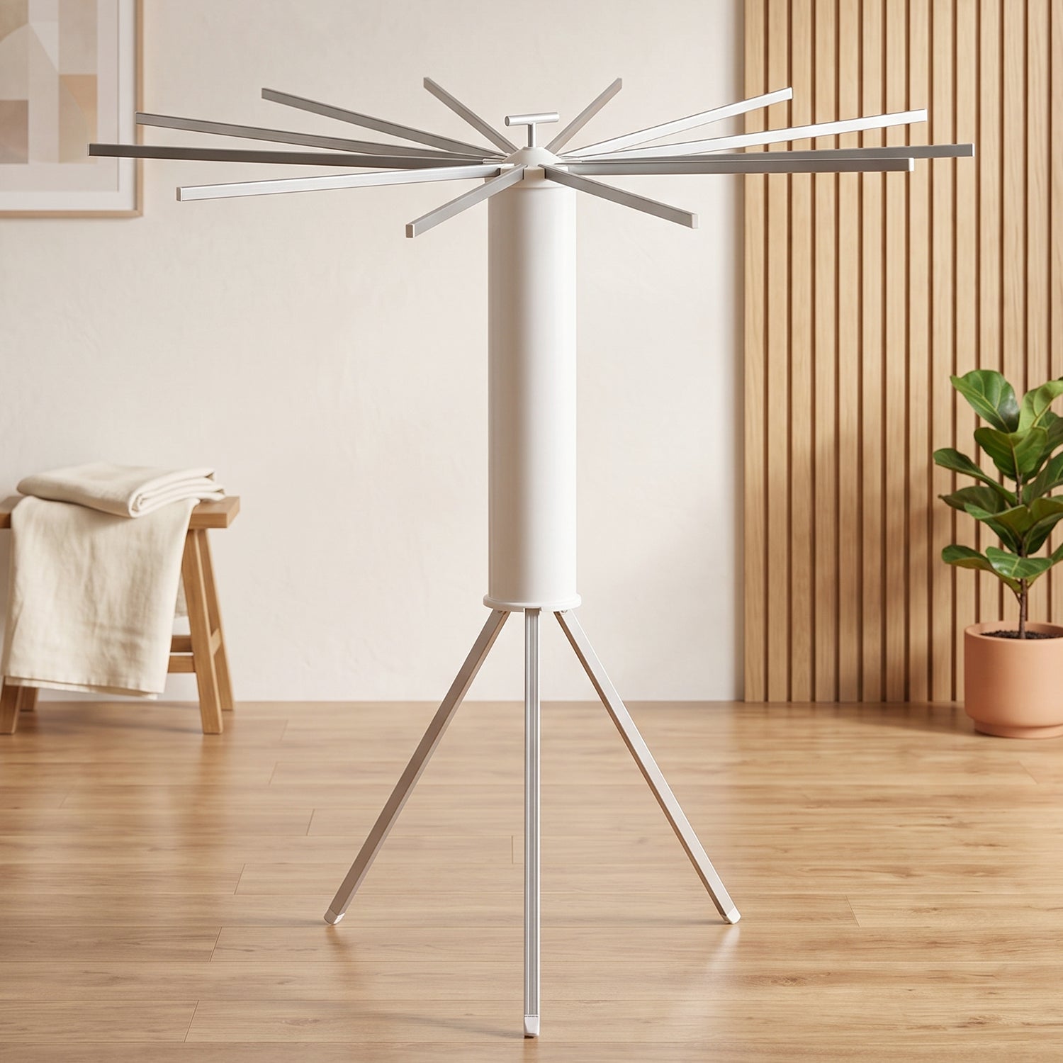 Multi arm foldable clothes airer for balconies and rooms