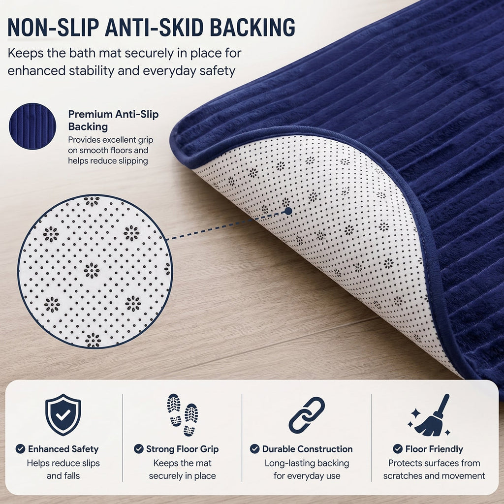 Absorbent memory foam bath rug for home use