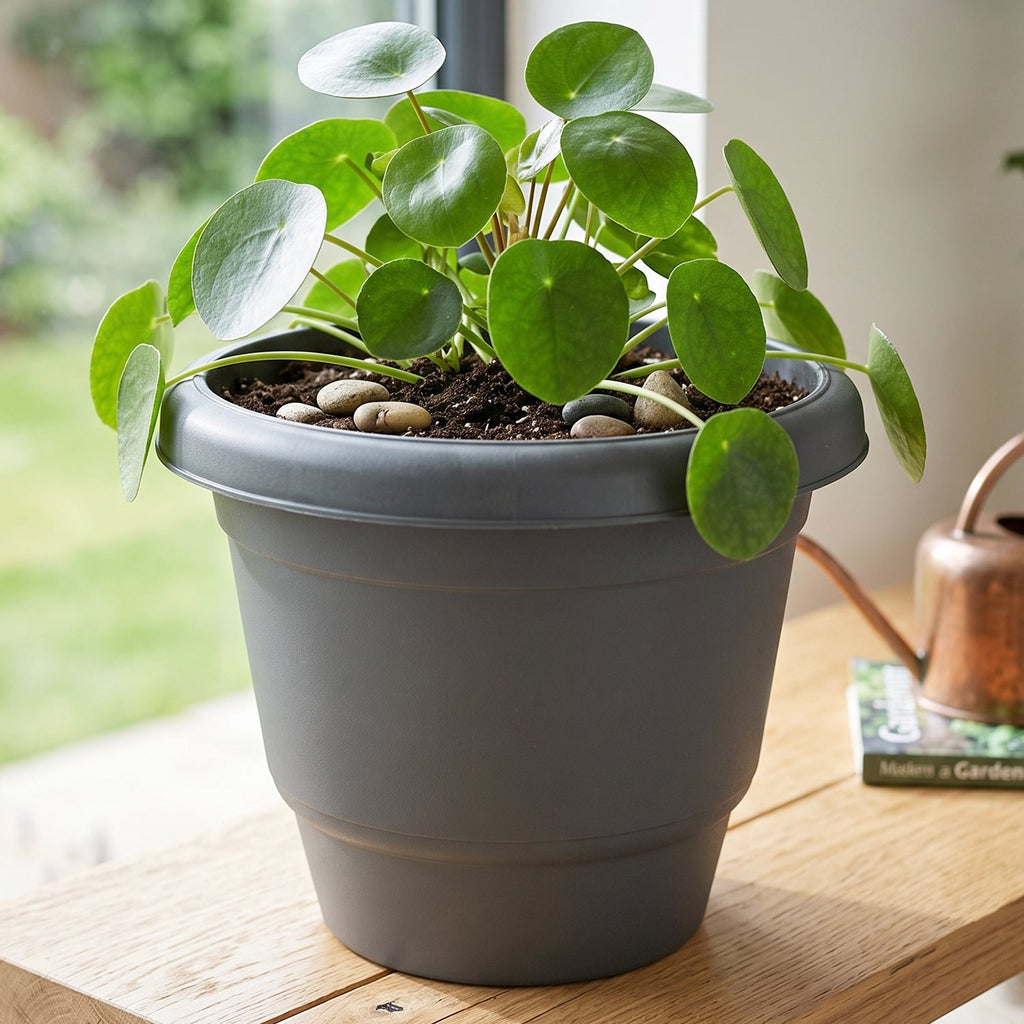 Round plastic flower pots for balconies, gardens and windowsills