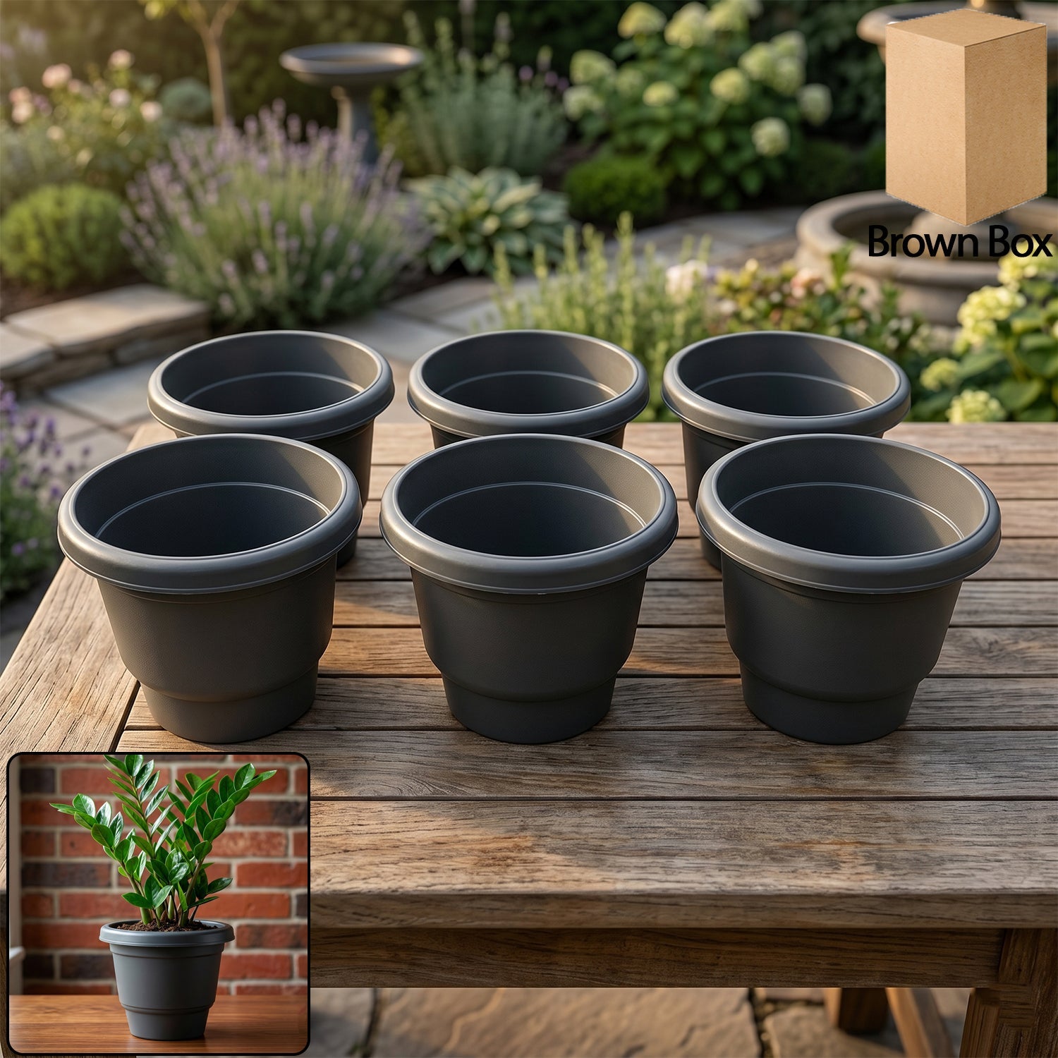 Plastic flower pot planter set 6pc
