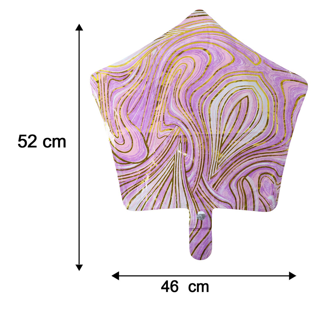 Multiple angle view of star marble foil balloon