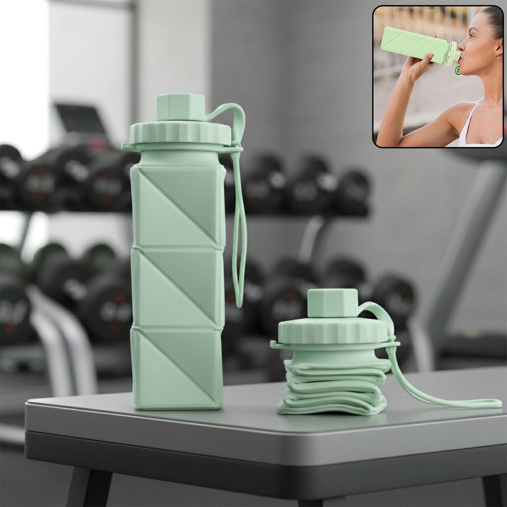 Premium silicone foldable water bottle with textured body