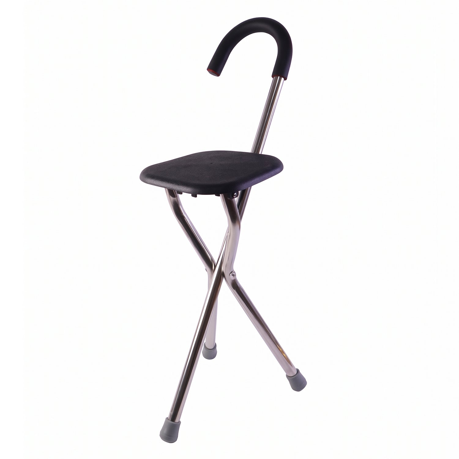 Lightweight walking stick with fold out seat for outdoor use