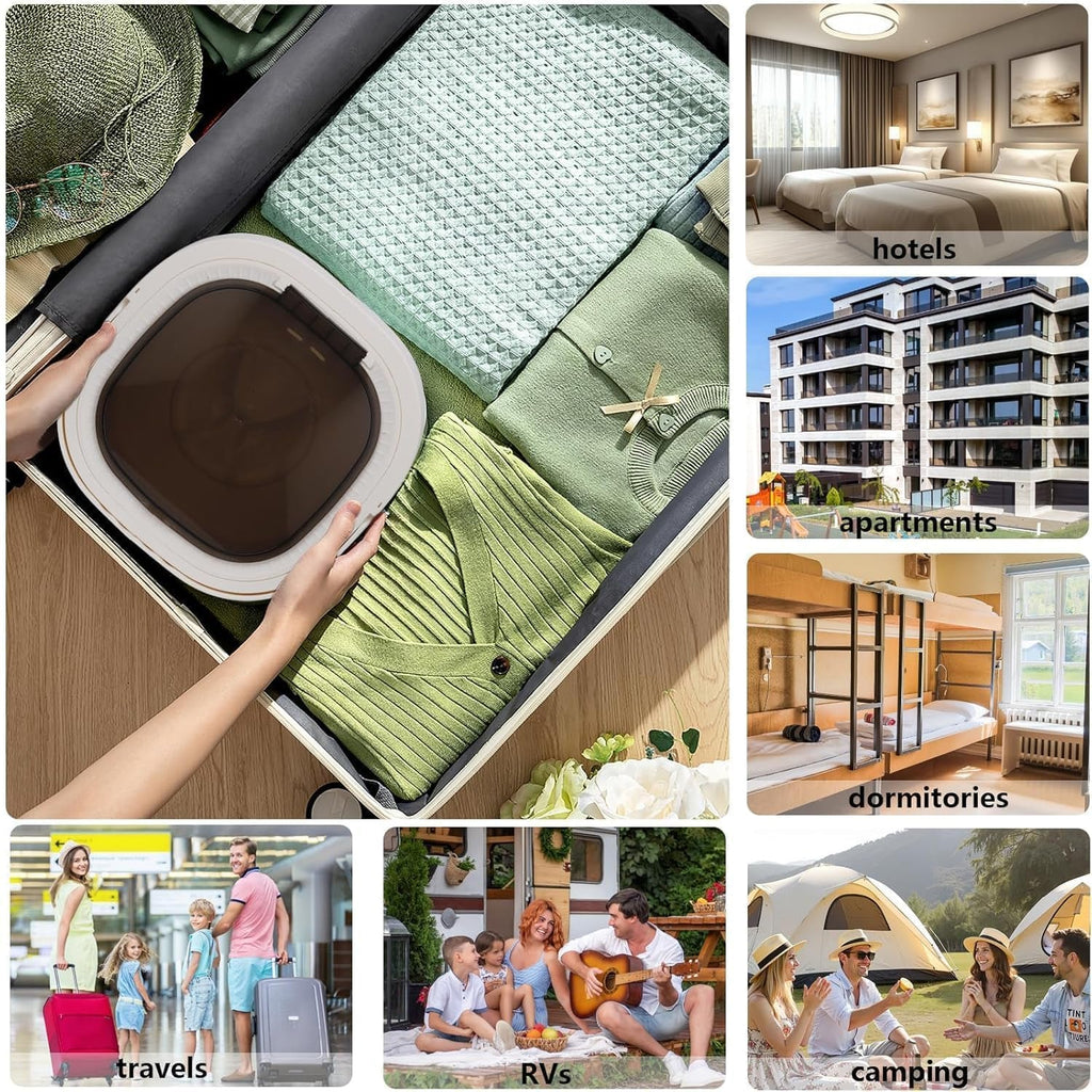 Space saving foldable washer for small loads and travel