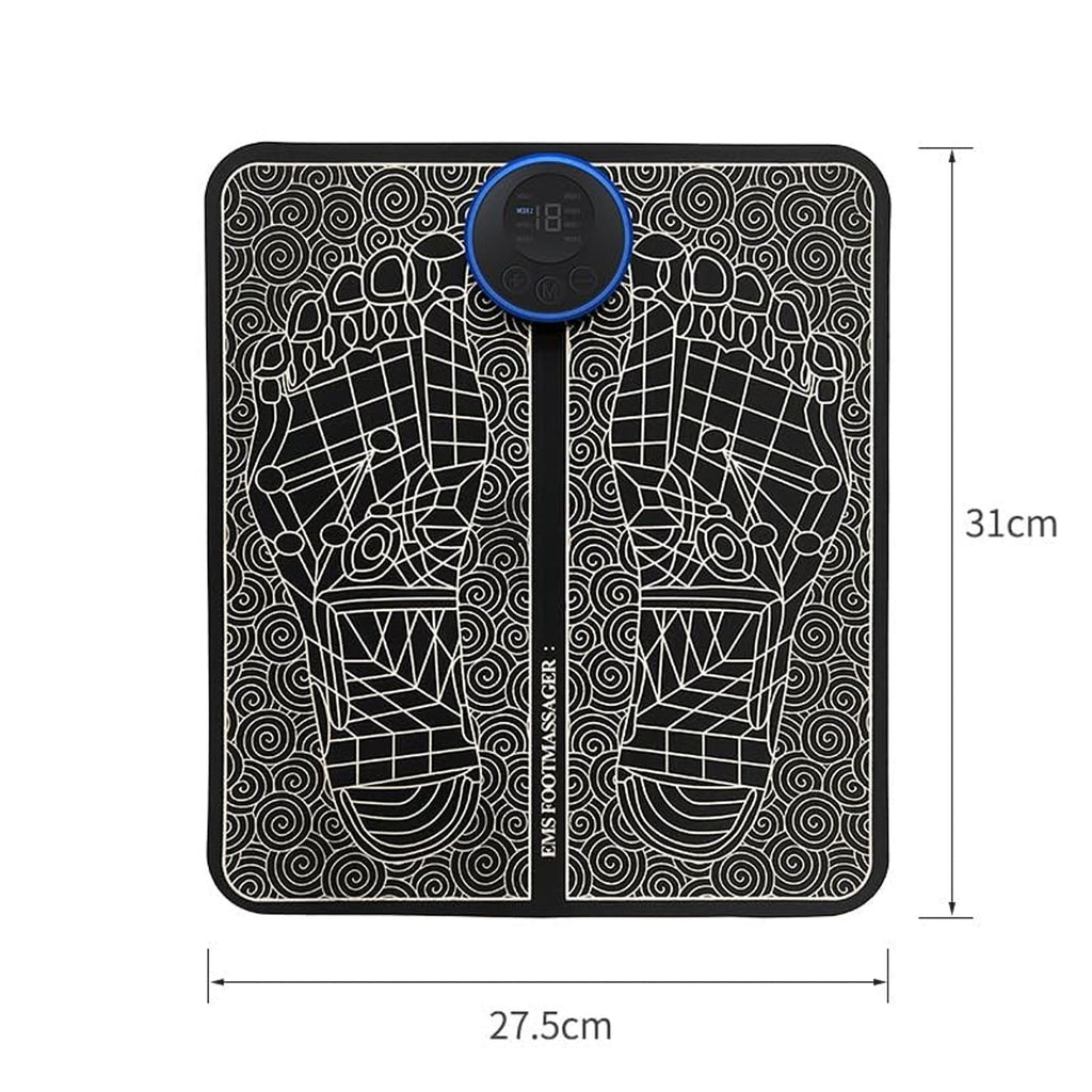 Dimensions illustration of EMS Foot Massage Therapy Mat showing length and width