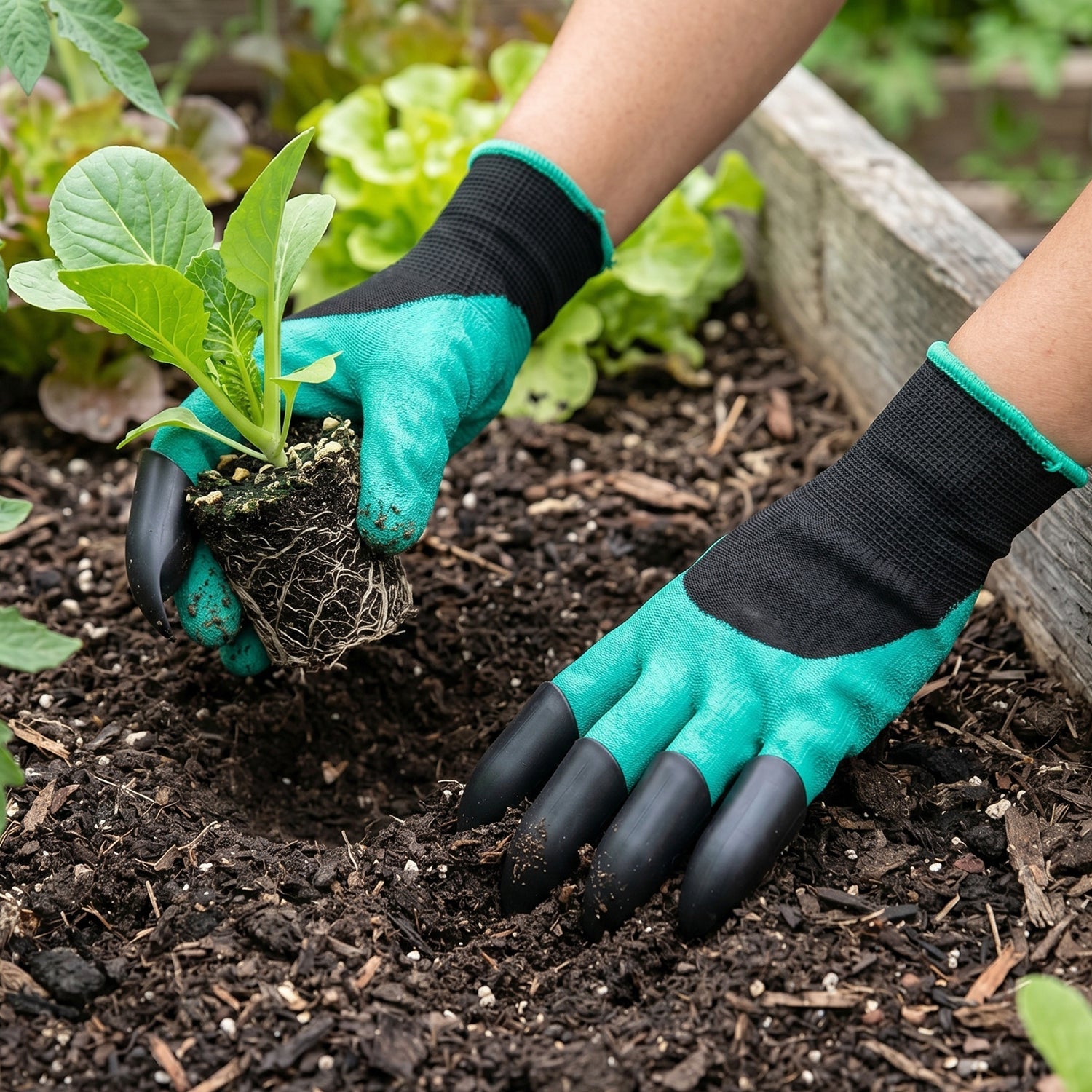 Comfortable gardening gloves with claw tips for soil and weeding