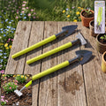 Complete 3-in-1 Mini Gardening Tool Set with trowel, shovel, and rake for various tasks.