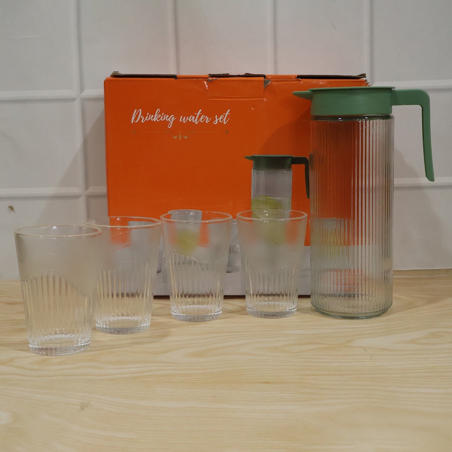 Glass carafe set juice serving