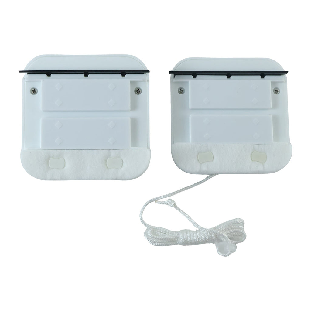 Efficient two sided glass scrubber for interior and exterior window cleaning.