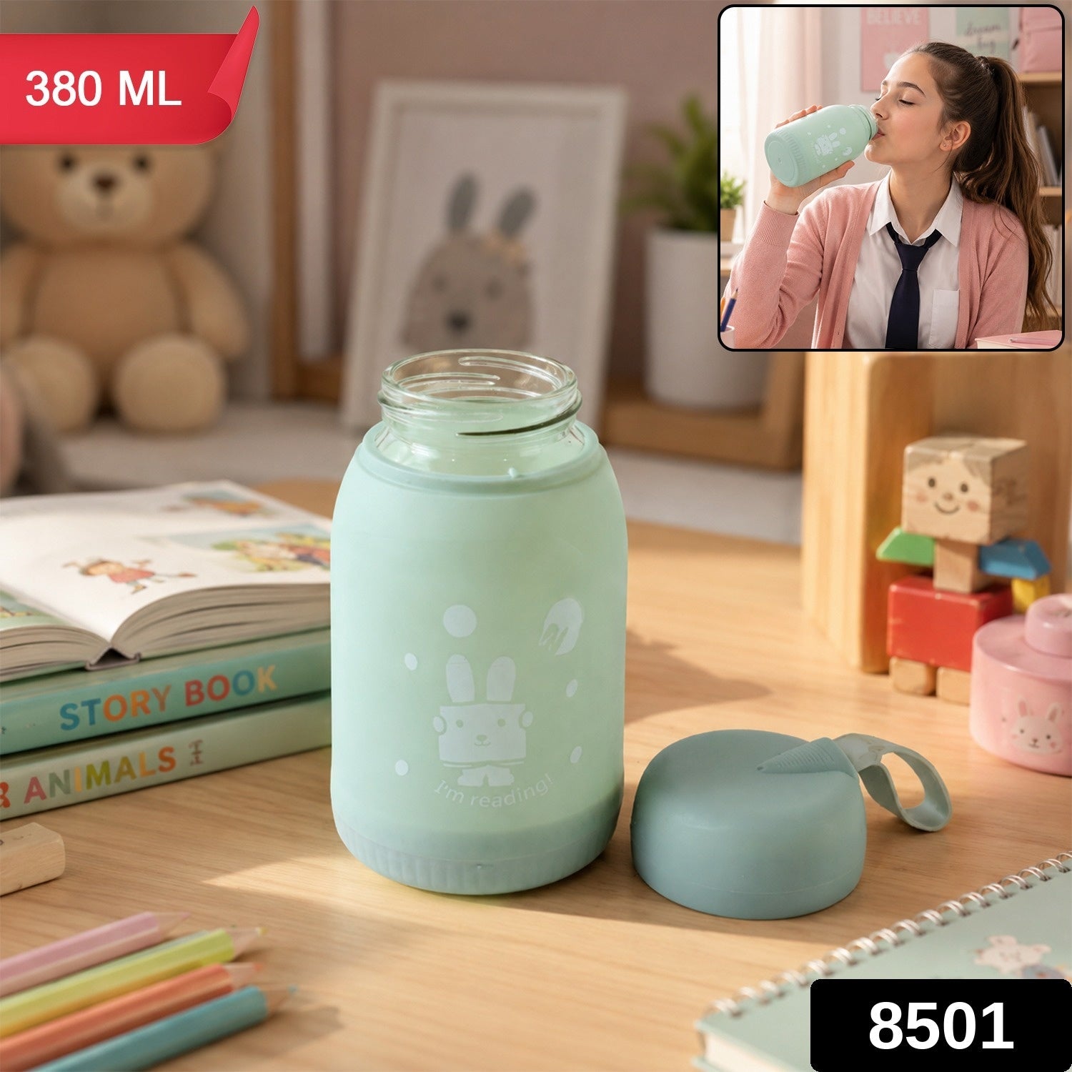 Clear glass bottle office use