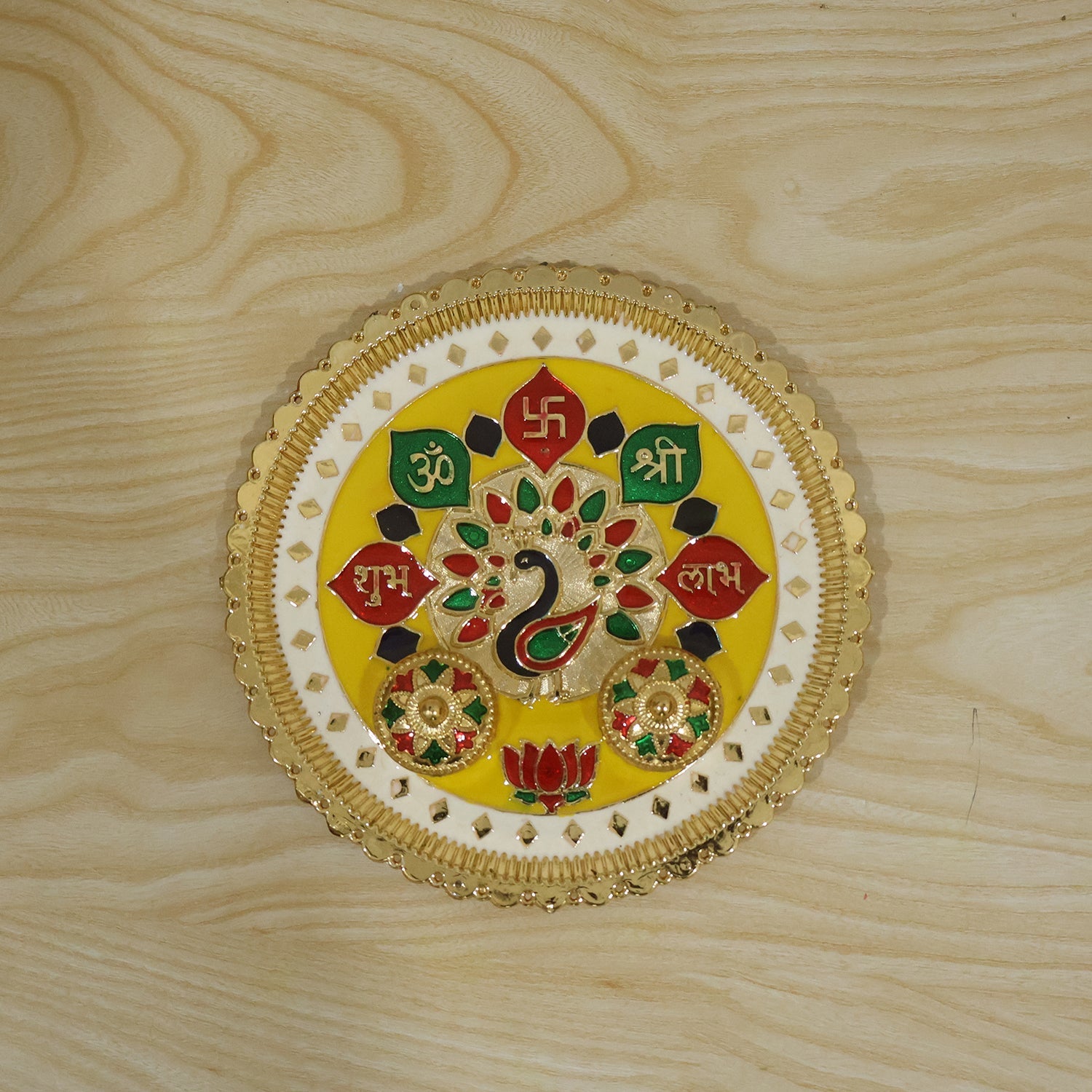 Decorative aarti thali with kumkum bowls for gifting and pooja