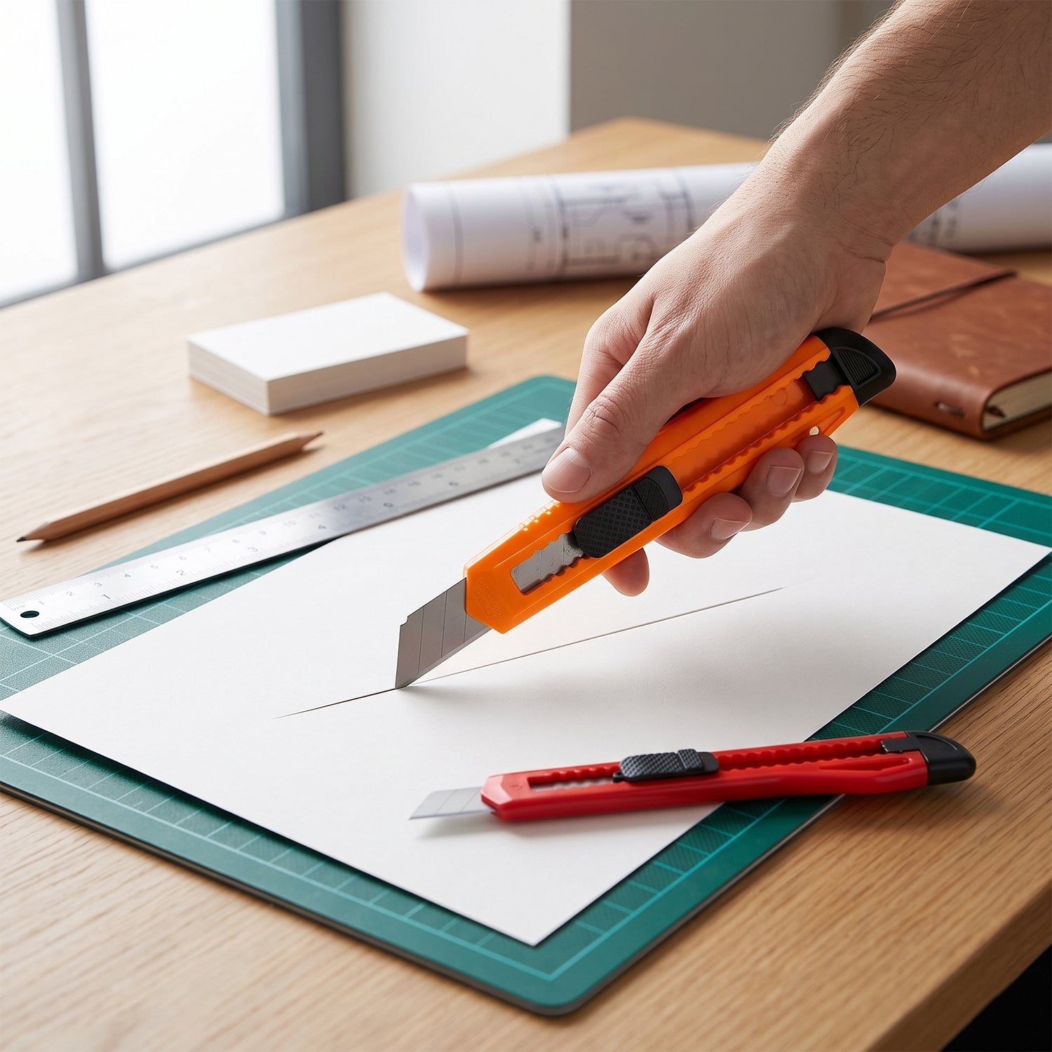 Retractable cutter knife set with easy blade replacement