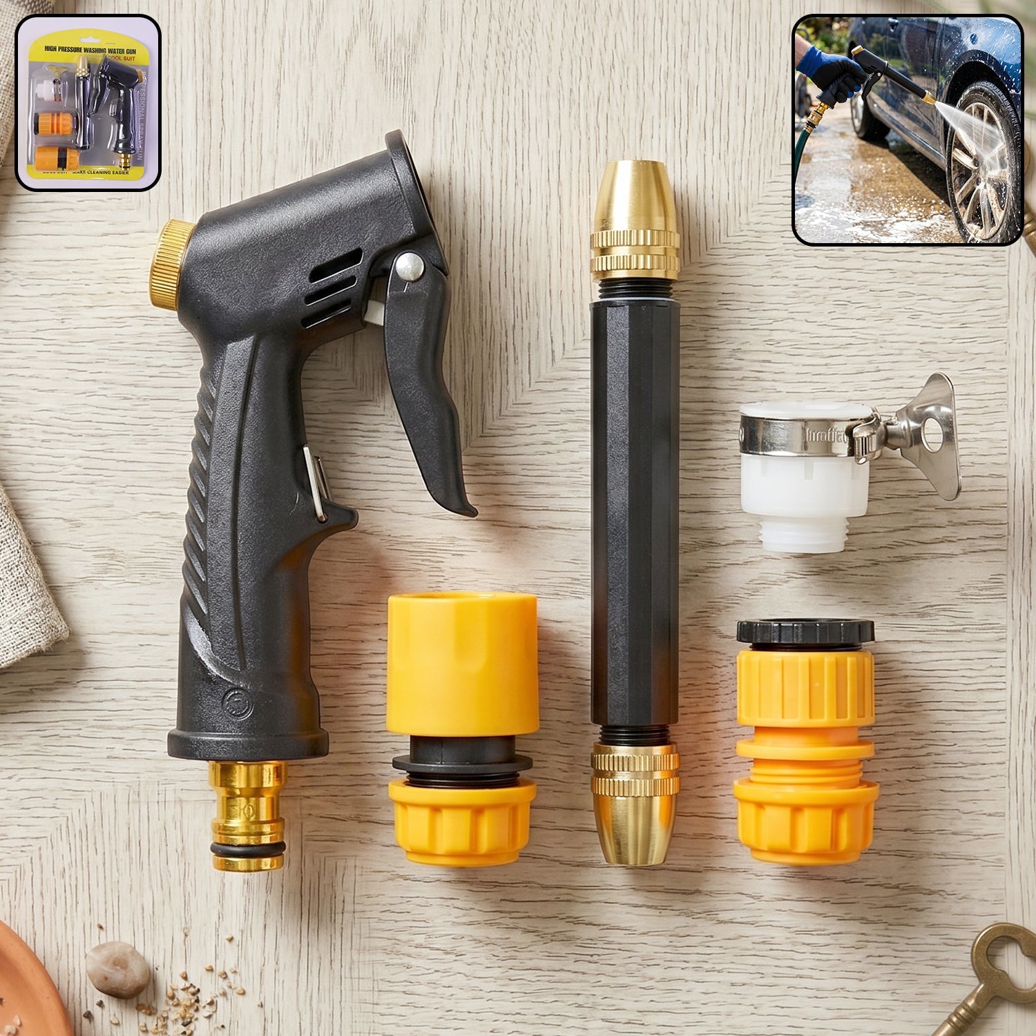 High pressure water spray gun cleaning