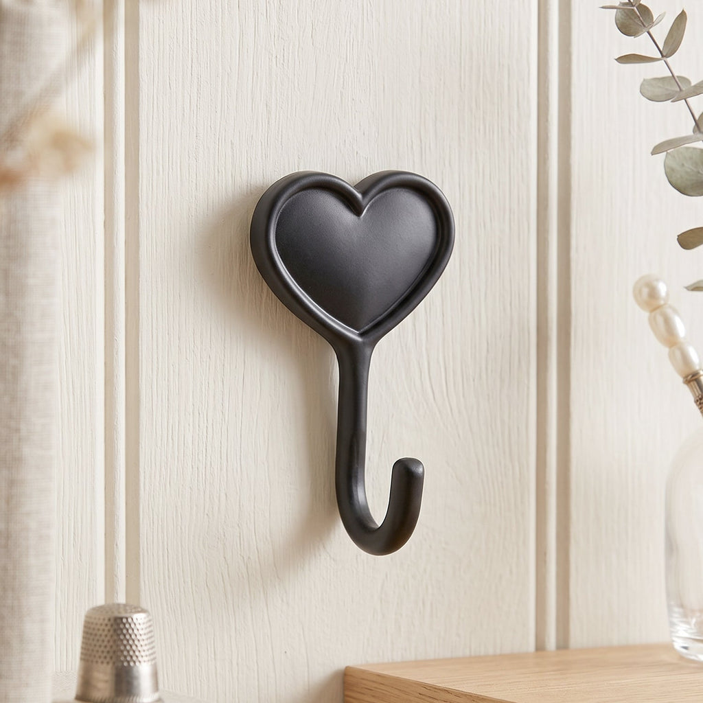 Decorative heart shape hook with strong adhesive backing