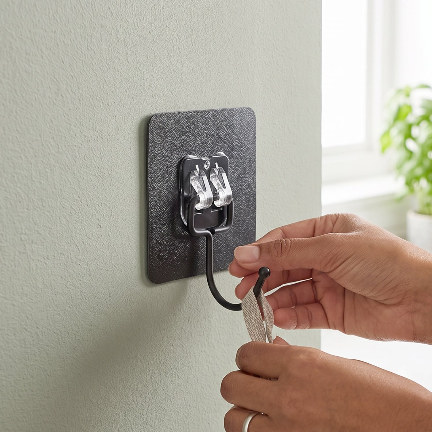 Reusable transparent adhesive hooks for everyday hanging