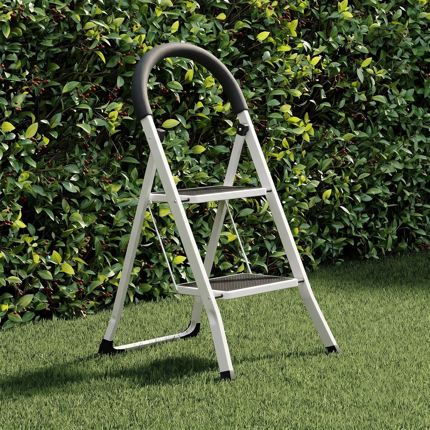 Anti slip 2 step steel ladder with comfortable hand grip