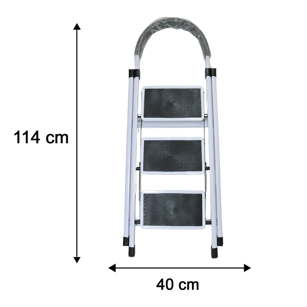 Portable 3 step stool ladder with wide anti slip steps
