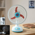 Portable rechargeable table fan with LED light and dual power options
