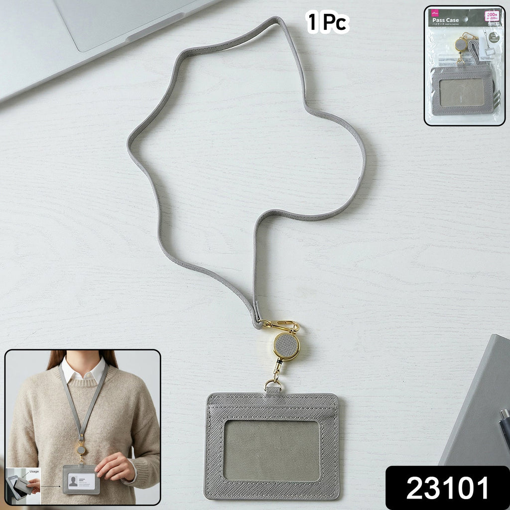 Office ID badge holder with lanyard and retractable reel for easy access