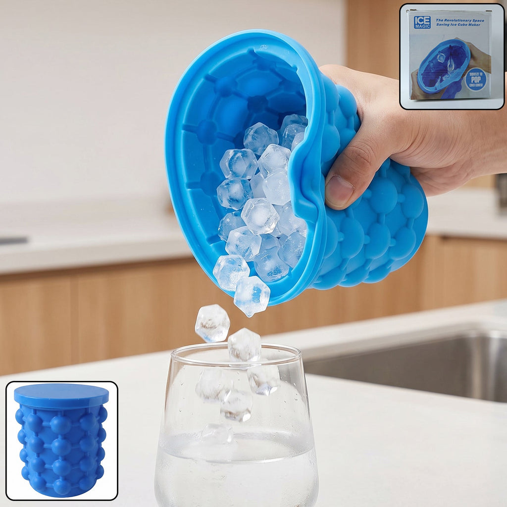 Silicone Ice Cube Maker Cup Squeeze to Pop Mould with Lid Space Saving (1 Pc) product image