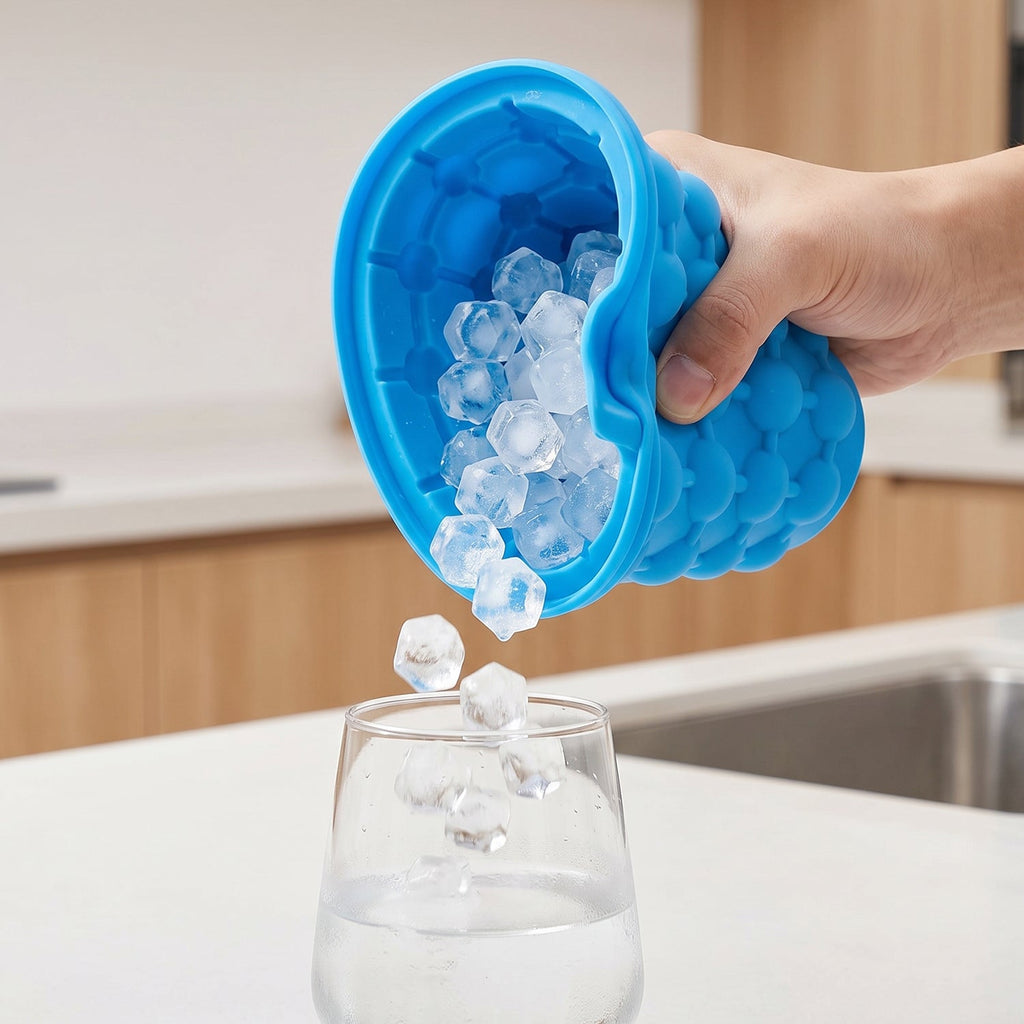 Silicone Ice Cube Maker Cup Squeeze to Pop Mould with Lid Space Saving (1 Pc) view 7