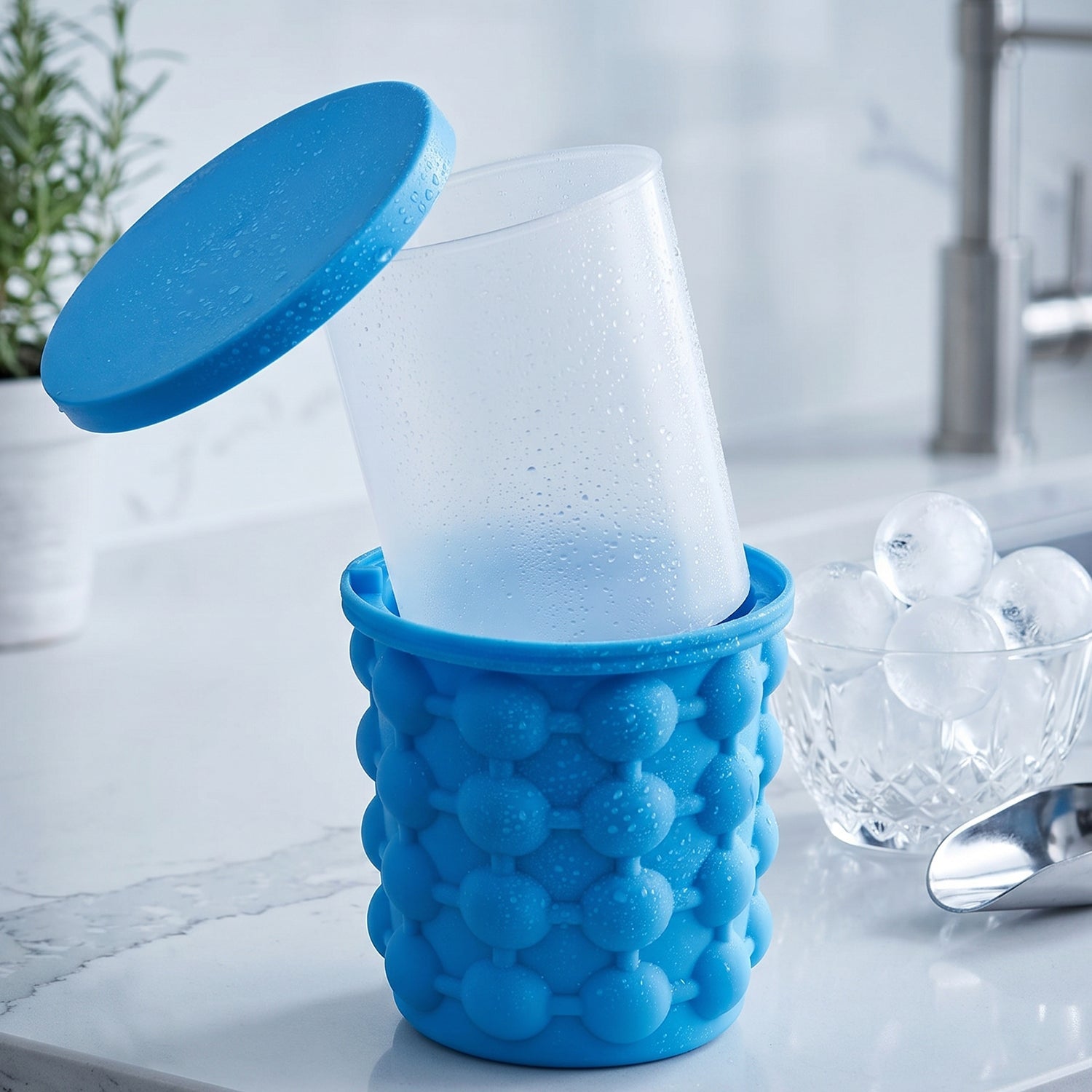Silicone Ice Cube Maker Cup Squeeze to Pop Mould with Lid Space Saving (1 Pc) view 8