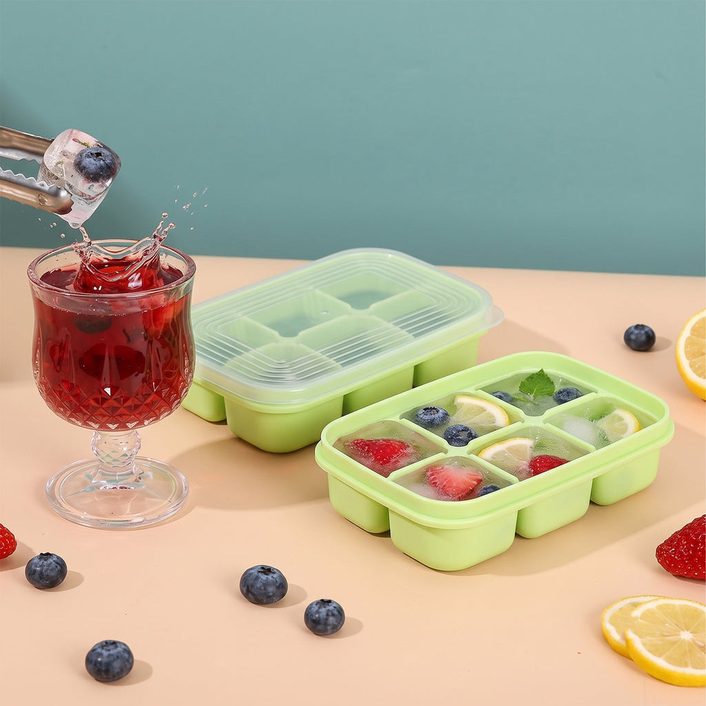 Mini Plastic 6 Cavity Fridge Storage Tray Ice Cube Tray Freezer Mold (1 Pc)