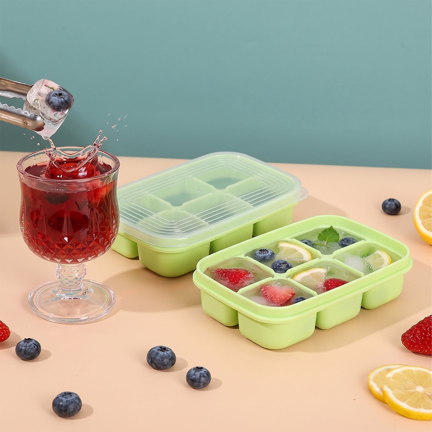 Mini Plastic 6 Cavity Fridge Storage Tray Ice Cube Tray Freezer Mold (1 Pc)