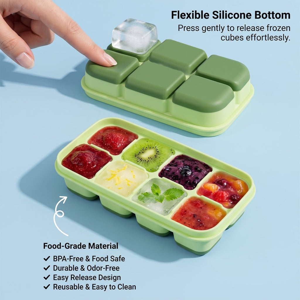 Mini Plastic 6 Cavity Fridge Storage Tray Ice Cube Tray Freezer Mold (1 Pc)