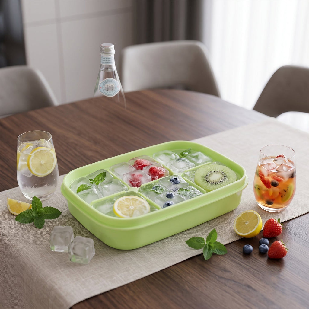 Mini Plastic 6 Cavity Fridge Storage Tray Ice Cube Tray Freezer Mold (1 Pc)