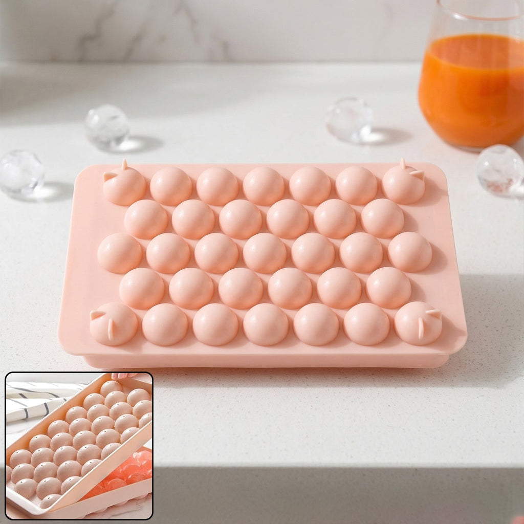Plastic ball ice cube tray with lid for freezer use