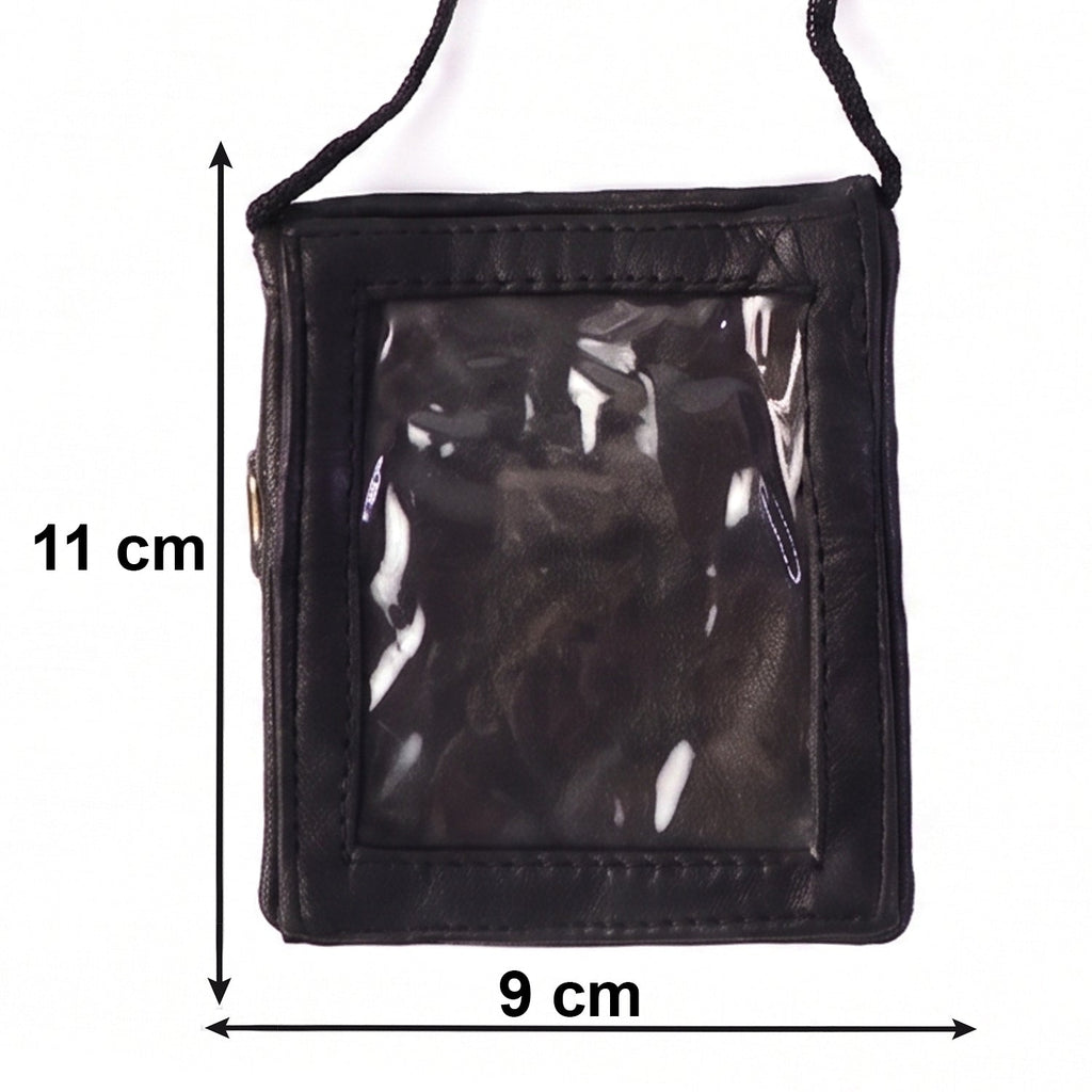 Detailed view of the braided lanyard used with the leather ID holder
