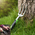 Garden hand fork, 3 tine stainless steel digging tool with ergonomic handle (1 pc)