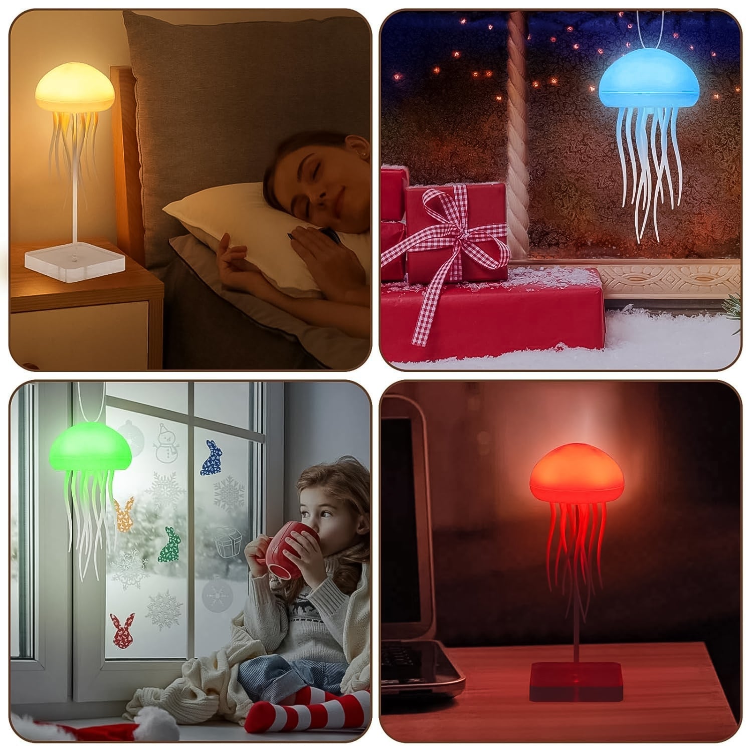 Table lamp shaped like a jellyfish with soft glowing LED light