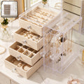 Acrylic jewelry organizer box with multi drawer velvet storage for rings (1 set)