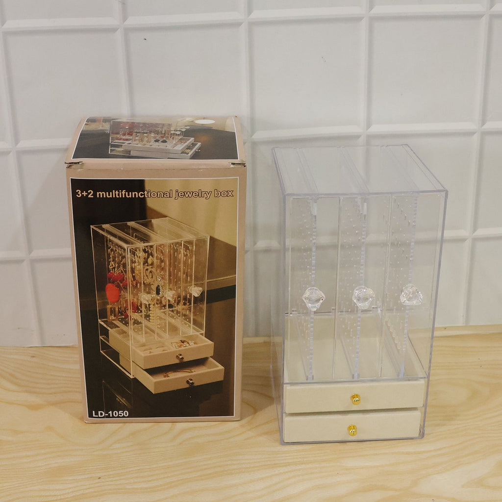 Space saving acrylic organizer for earrings, rings and chains
