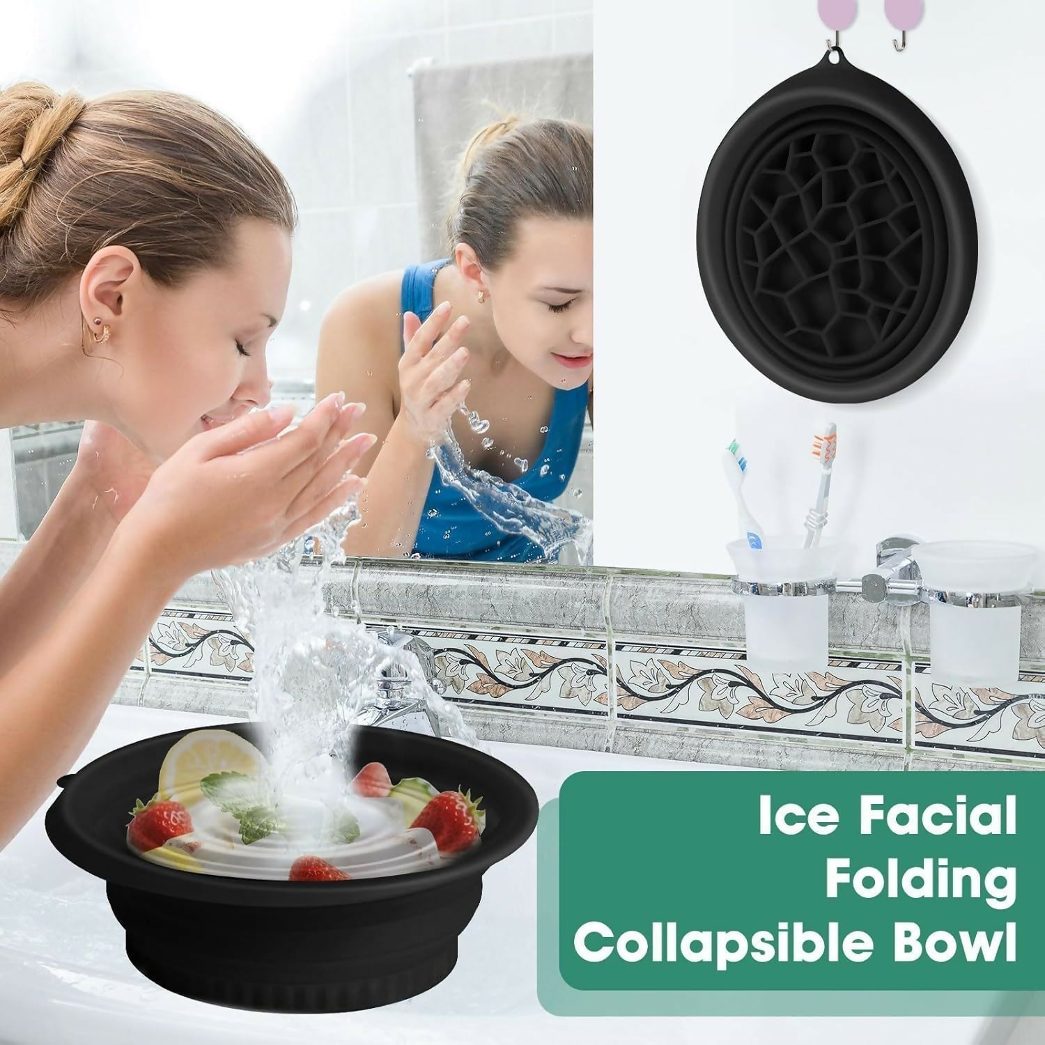 Features of Face Ice Bowl with inner grid design and flexibility