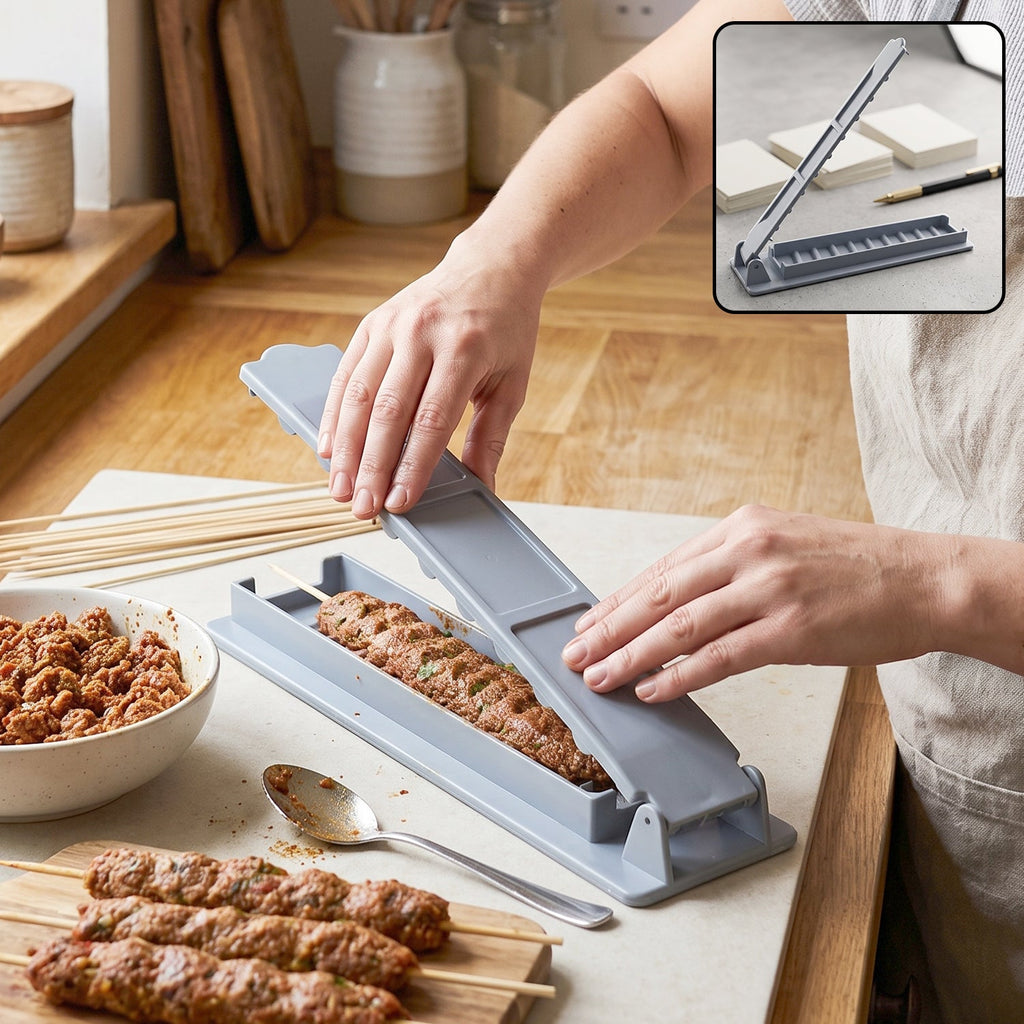 Plastic meat skewer kebab maker