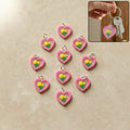 Heart and floral design bag charm set for handbags and keys