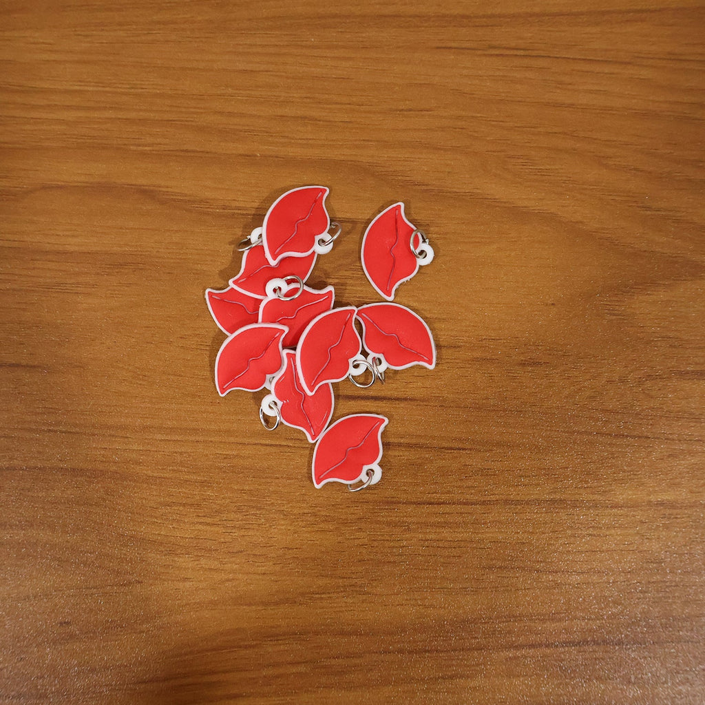 Set of trendy red lips keychains perfect for gifting