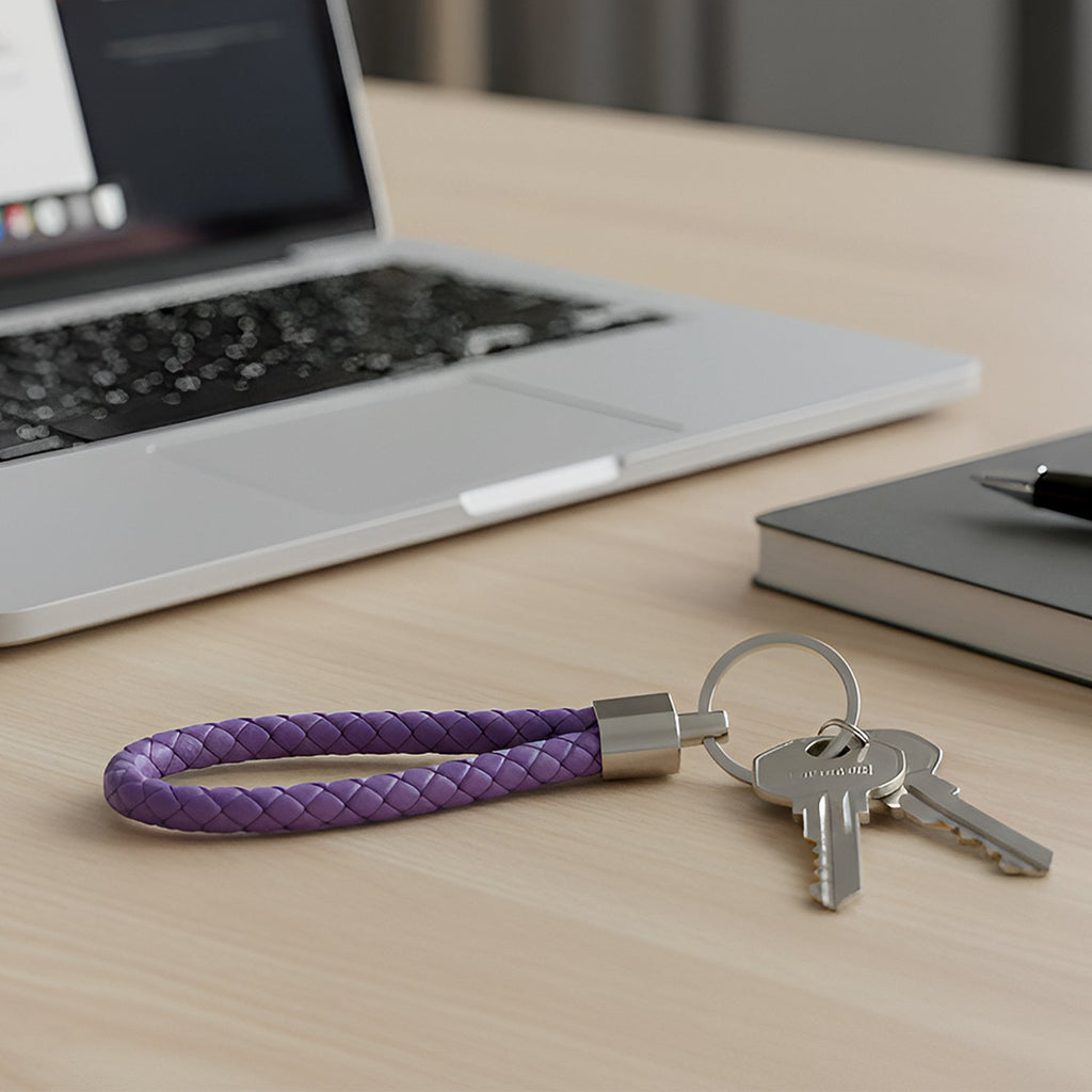 Braided loop keychain displayed on a white background for product clarity