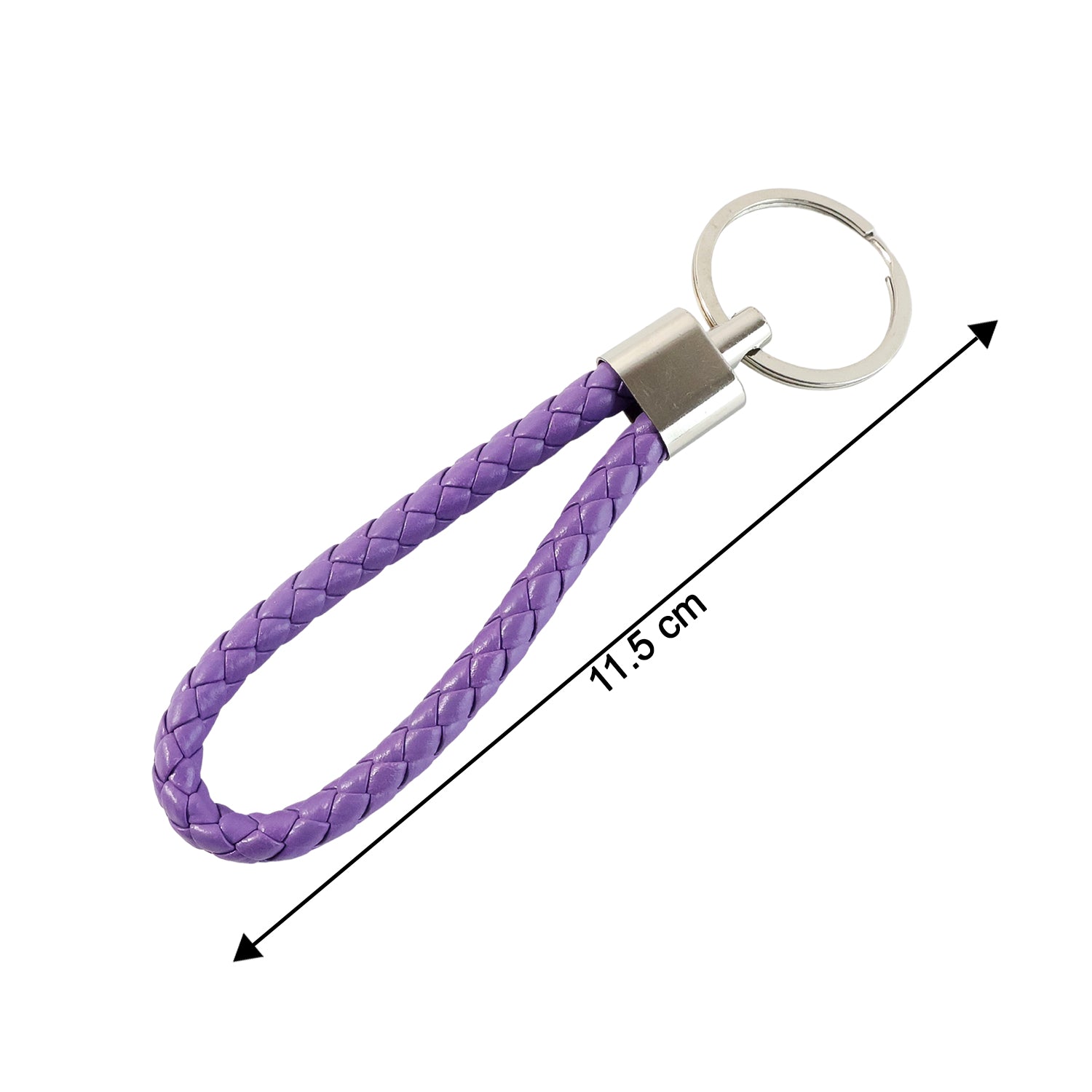 Braided loop keychain set of four arranged neatly on a surface