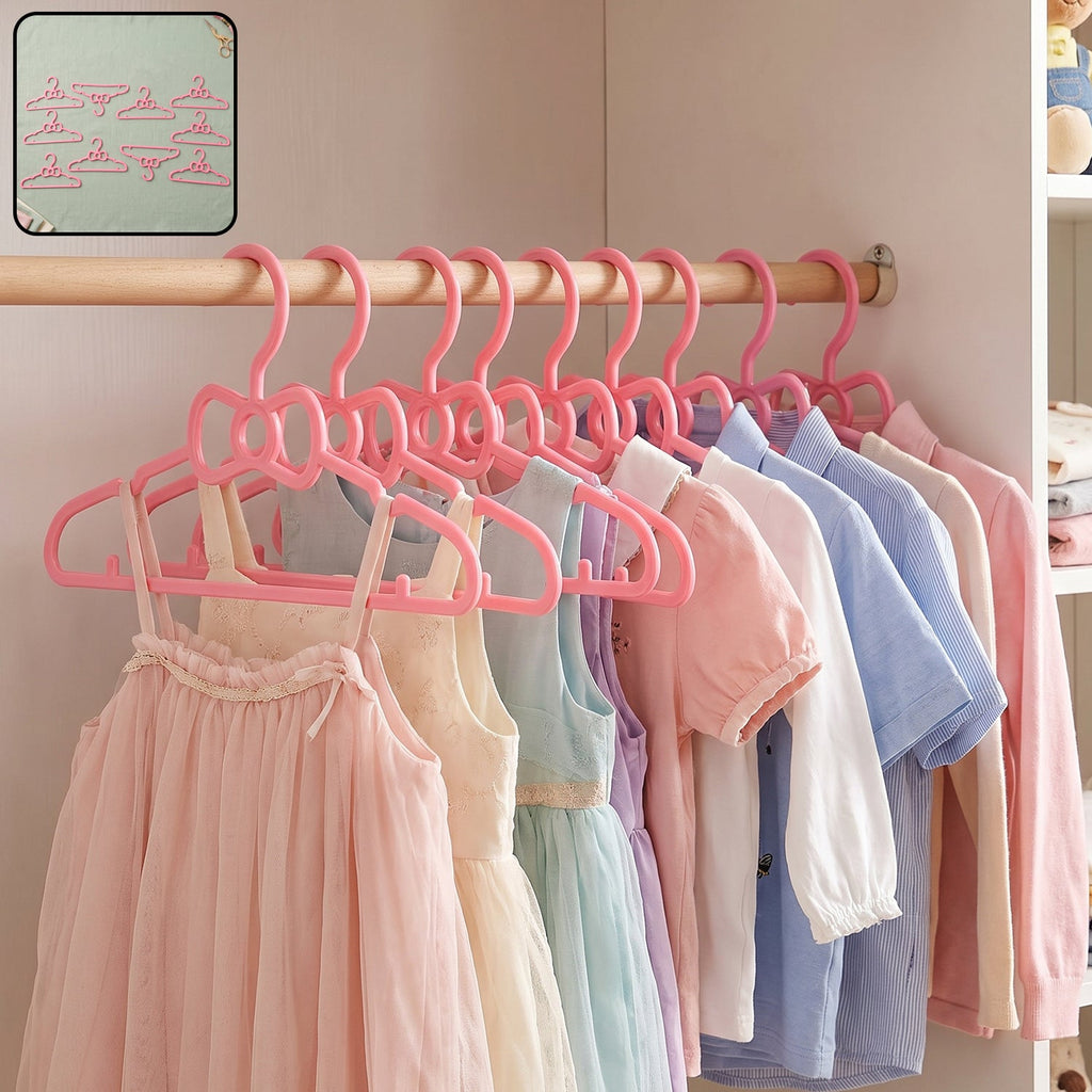 Kids plastic clothes hangers set, cute baby wardrobe hangers (10 pcs set)