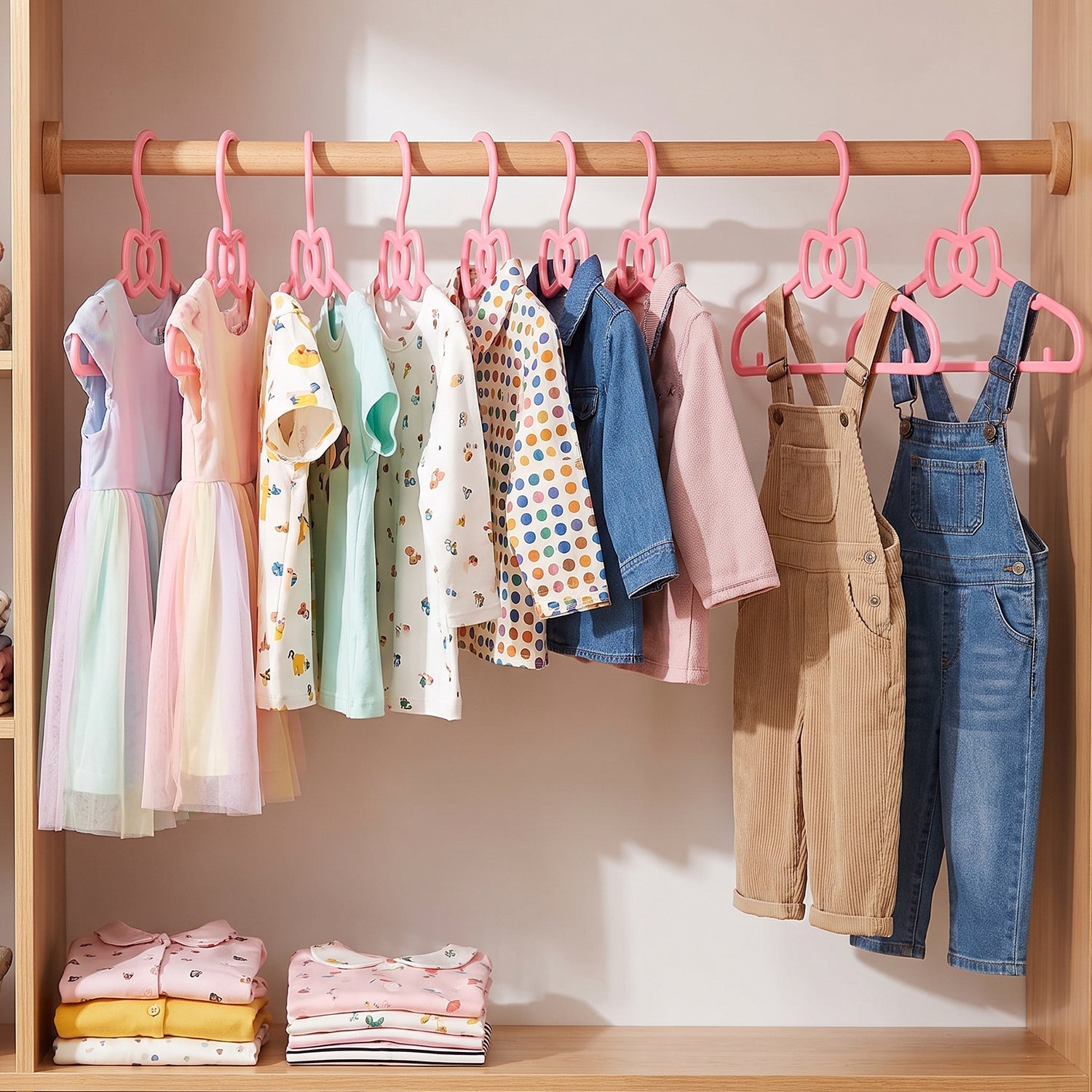 Lightweight kids clothes hangers for nursery wardrobes