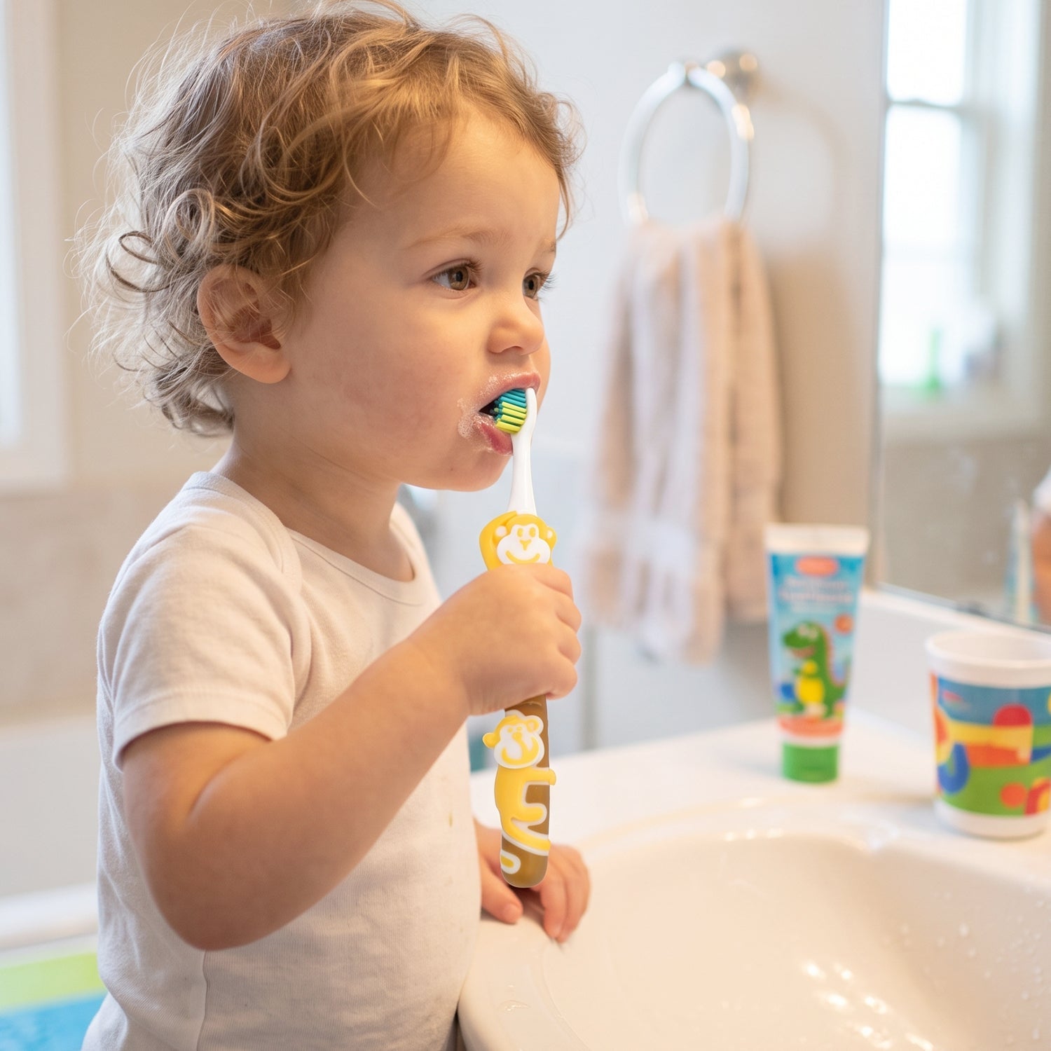 Kids toothbrush with toy to make brushing fun, pack of 2