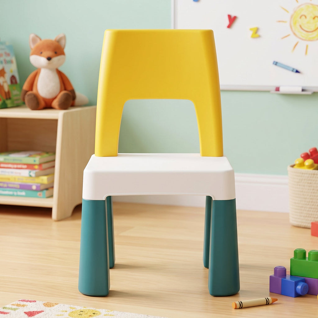 Compact block building table and chair set for children