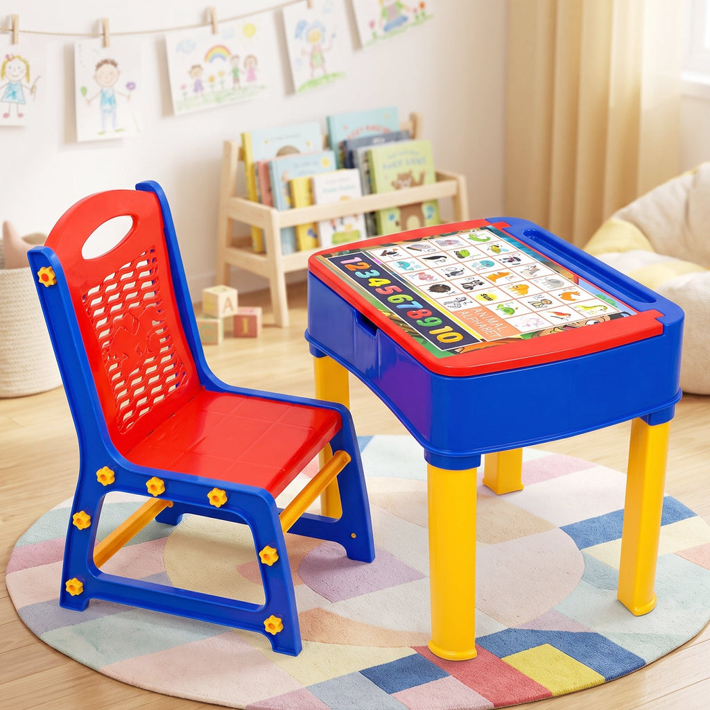 Ergonomic plastic study desk set for preschool children