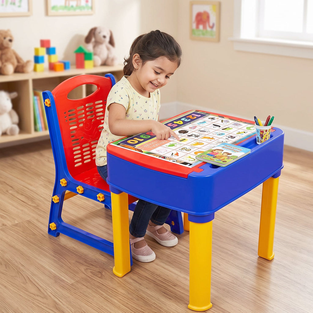 2 in 1 study table set for toddlers with writing board