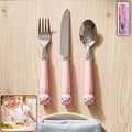 Kids stainless steel cutlery set with colorful case and cartoon design